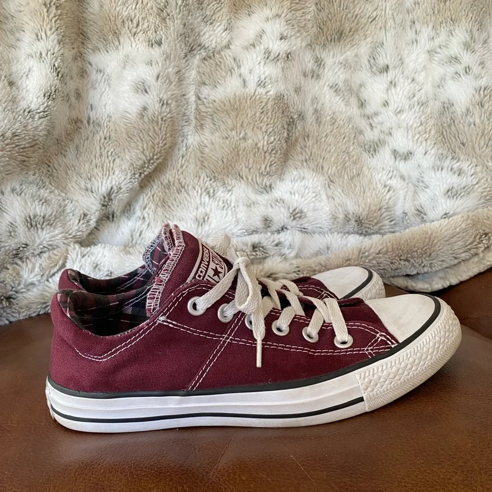 Converse Burgundy and Plaid Shoes - Picture 3 of 11